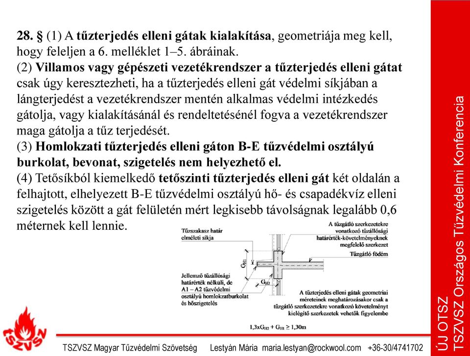 intézkedés gátolja, vagy kialakításánál és rendeltetésénél fogva a vezetékrendszer maga gátolja a tűz terjedését.