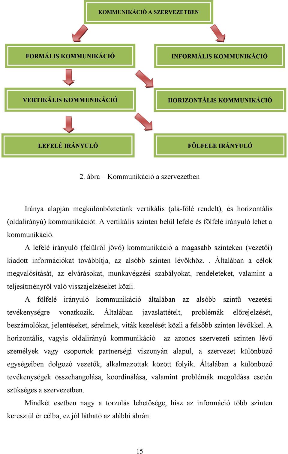 A vertikális szinten belül lefelé és fölfelé irányuló lehet a kommunikáció.