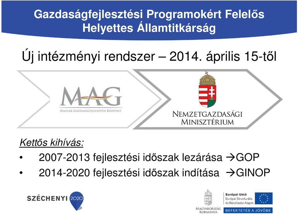 április 15-től Kettős kihívás: 2007-2013 fejlesztési