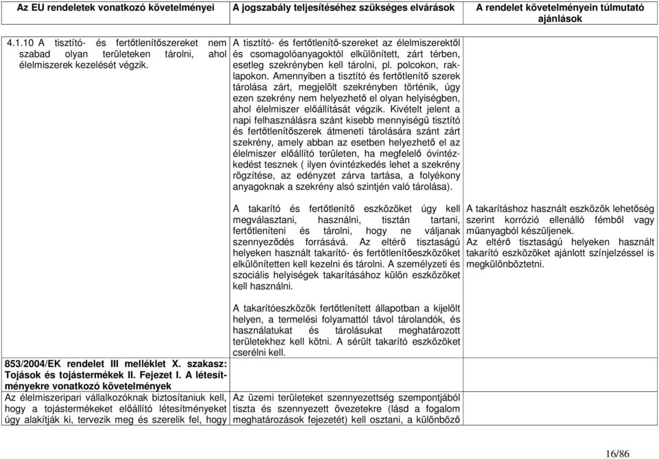 A létesítményekre vonatkozó követelmények Az élelmiszeripari vállalkozóknak biztosítaniuk kell, hogy a tojástermékeket előállító létesítményeket úgy alakítják ki, tervezik meg és szerelik fel, hogy A