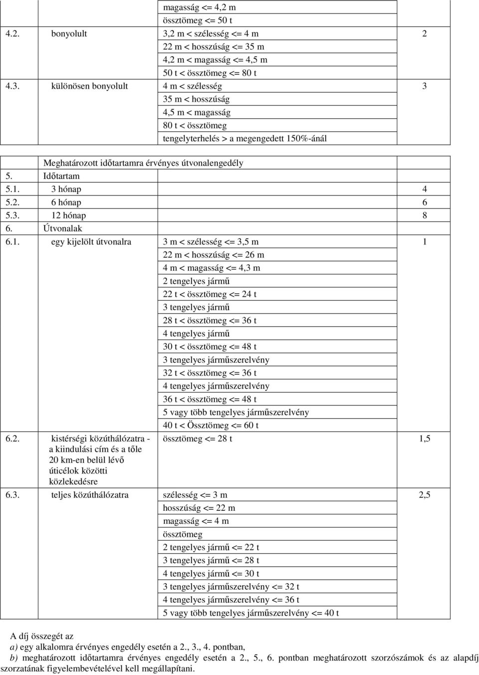 m 4,2 m < magasság <= 4,5 m 50 t < össztömeg <= 80 t 4.3.