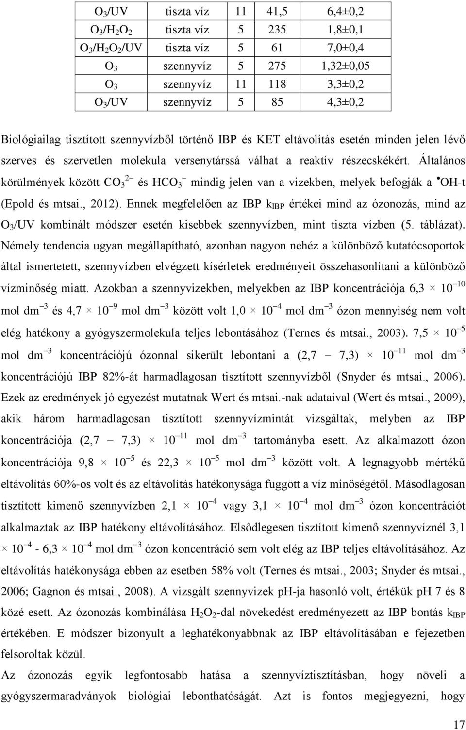 Általános körülmények között CO 2 3 és HCO 3 mindig jelen van a vizekben, melyek befogják a OH-t (Epold és mtsai., 2012).