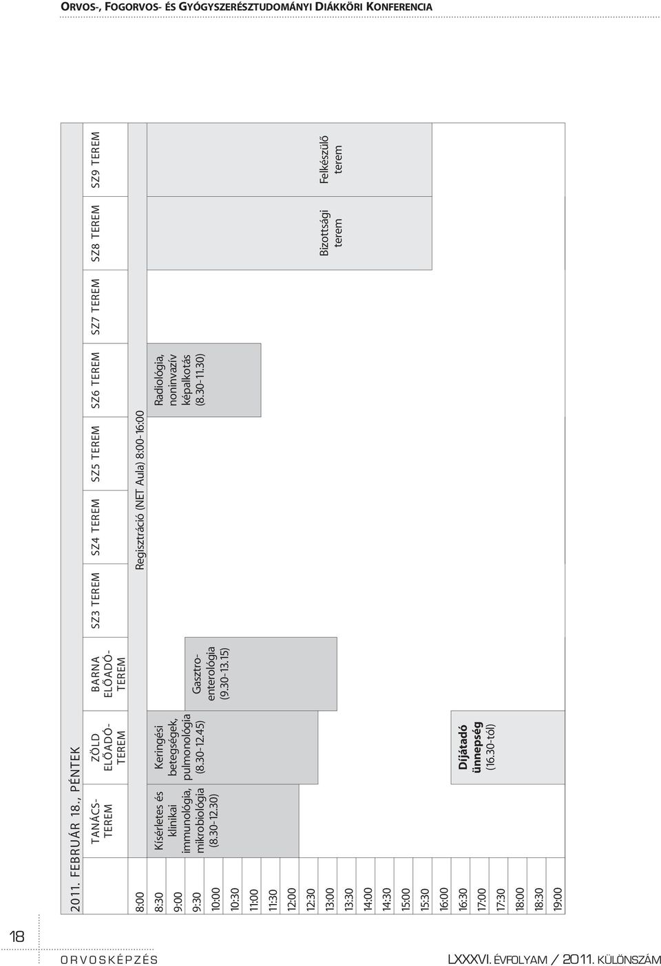 30) Keringési betegségek, pulmonológia (8.30-12.45) 10:00 10:30 11:00 11:30 12:00 12:30 13:00 13:30 14:00 14:30 15:00 15:30 16:00 16:30 Díjátadó 17:00 ünnepség (16.
