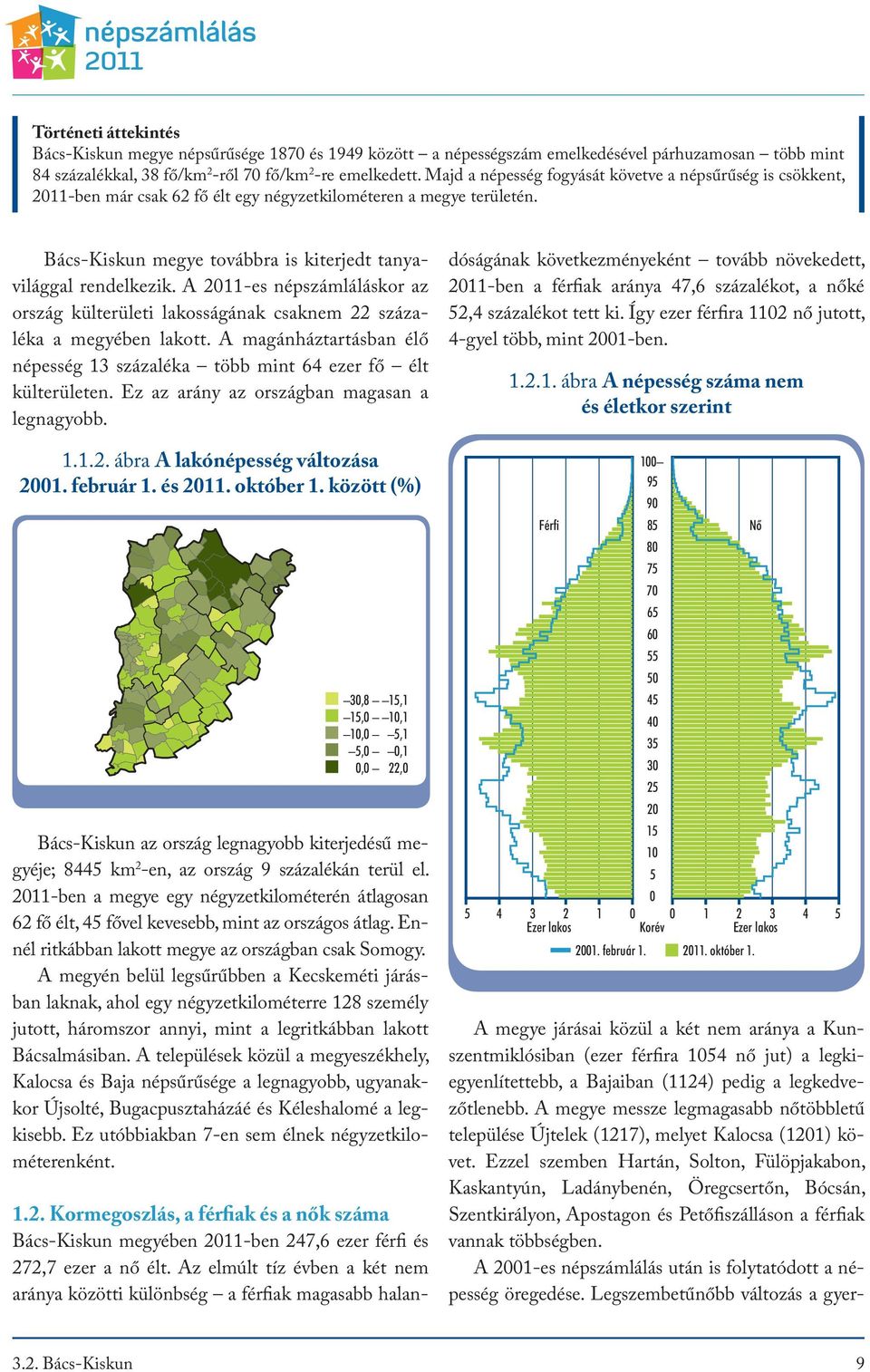 A 2011-es népszámláláskor az ország külterületi lakosságának csaknem 22 százaléka a megyében lakott. A magánháztartásban élő népesség 13 százaléka több mint 64 ezer fő élt külterületen.