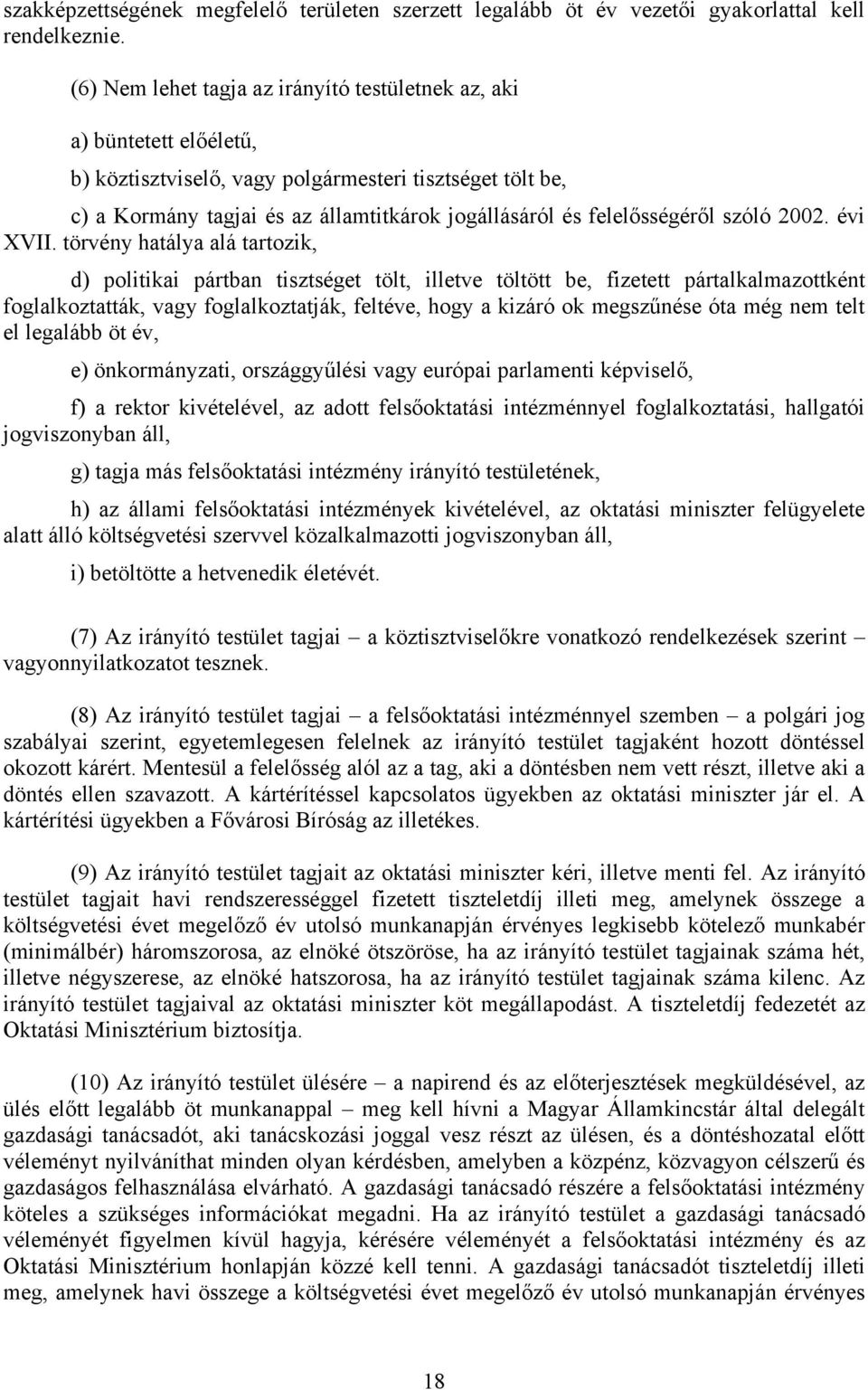 felelősségéről szóló 2002. évi XVII.