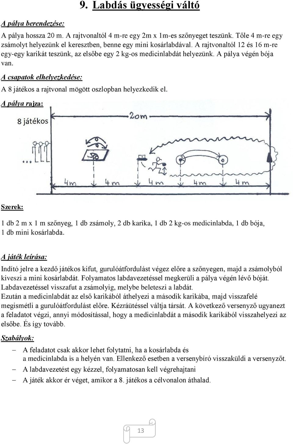 1 db 2 m x 1 m szőnyeg, 1 db zsámoly, 2 db karika, 1 db 2 kg-os medicinlabda, 1 db bója, 1 db mini kosárlabda.