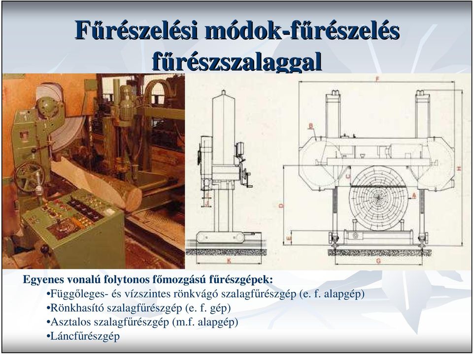 rönkvágó szalagfőrészgép (e. f.