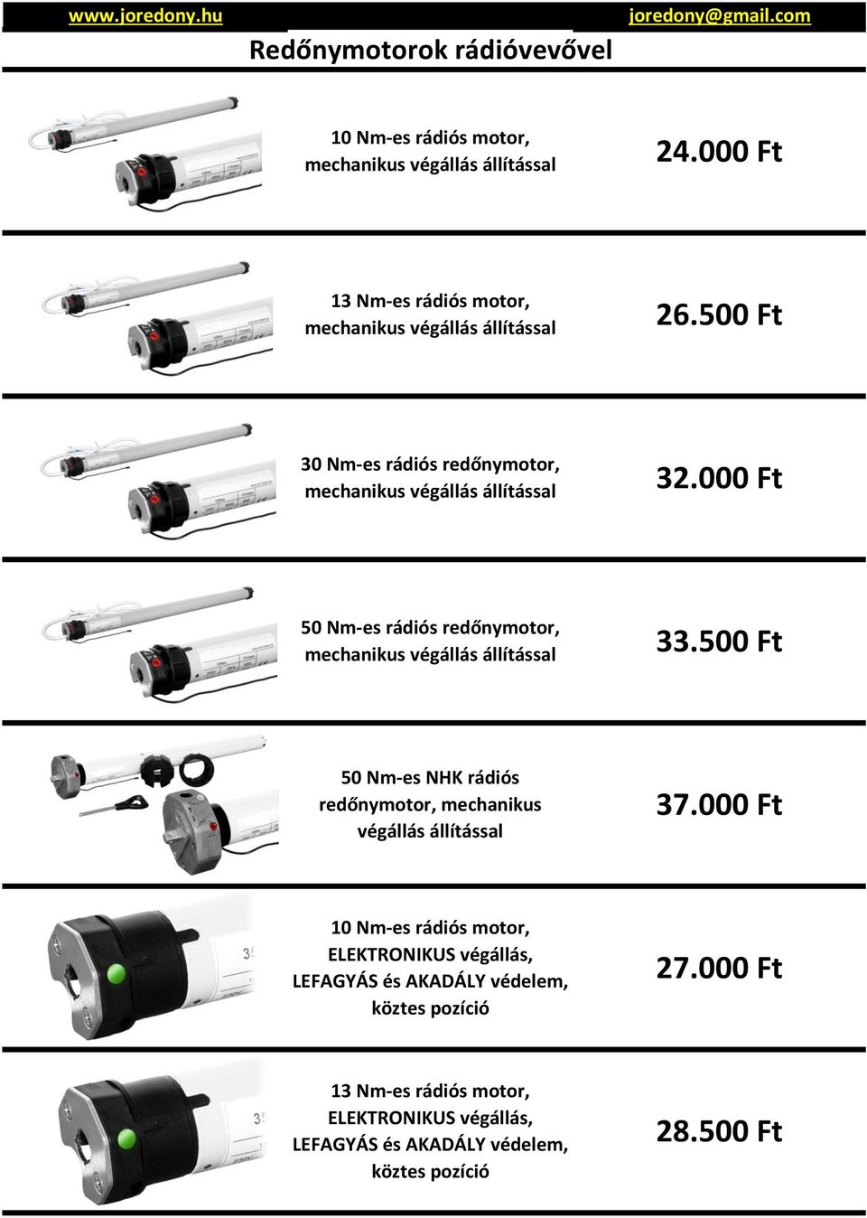 000 Ft 50 Nm-es rádiós redőnymotor, 33.