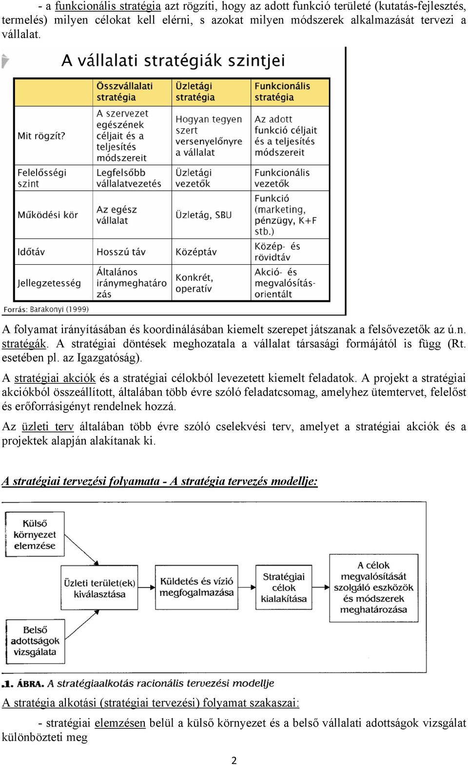 az Igazgatóság). A stratégiai akciók és a stratégiai célokból levezetett kiemelt feladatok.