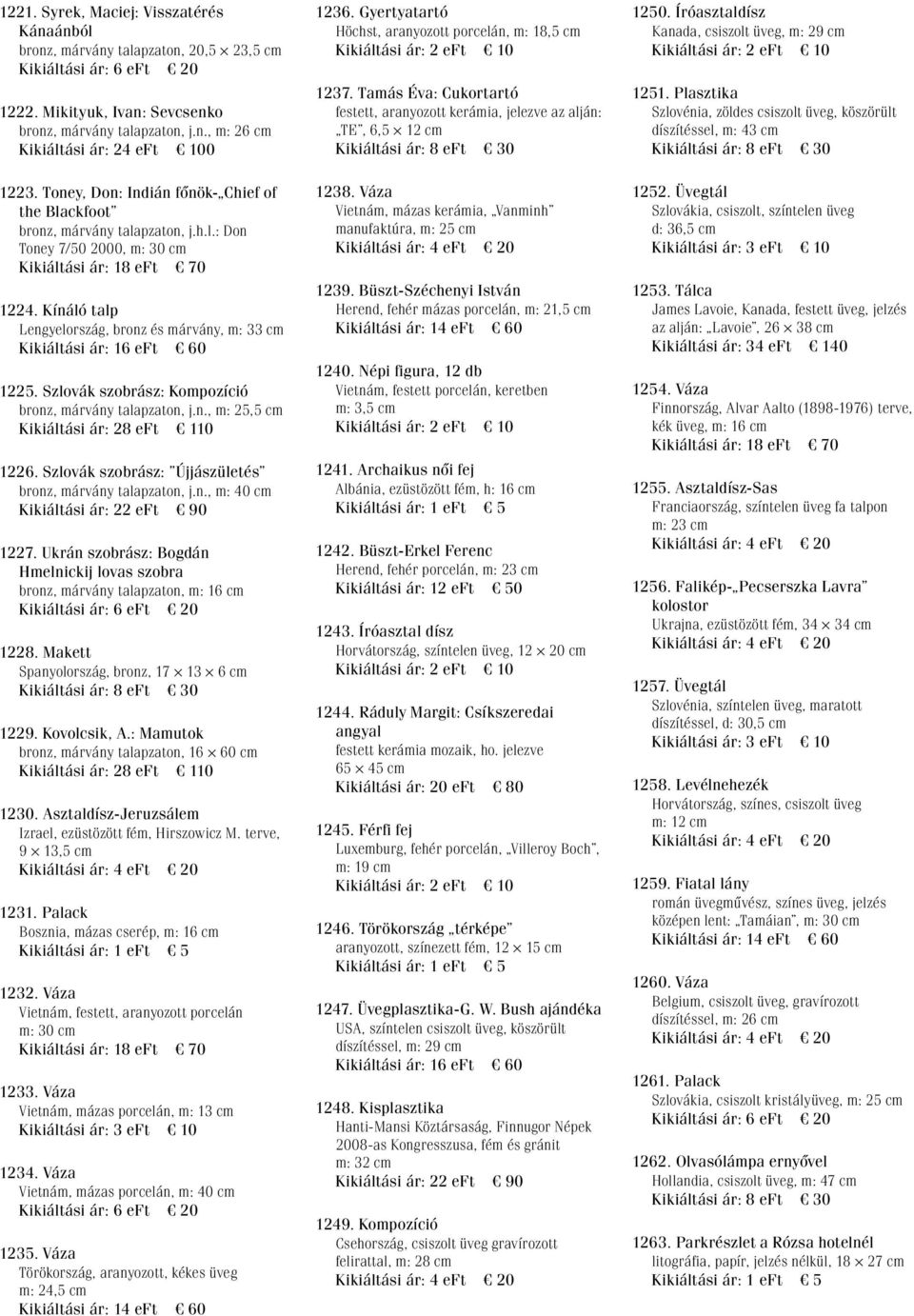 Kínáló talp Lengyelország, bronz és márvány, m: 33 cm Kikiáltási ár: 16 eft 60 1225. Szlovák szobrász: Kompozíció bronz, márvány talapzaton, j.n., m: 25,5 cm Kikiáltási ár: 28 eft 110 1226.