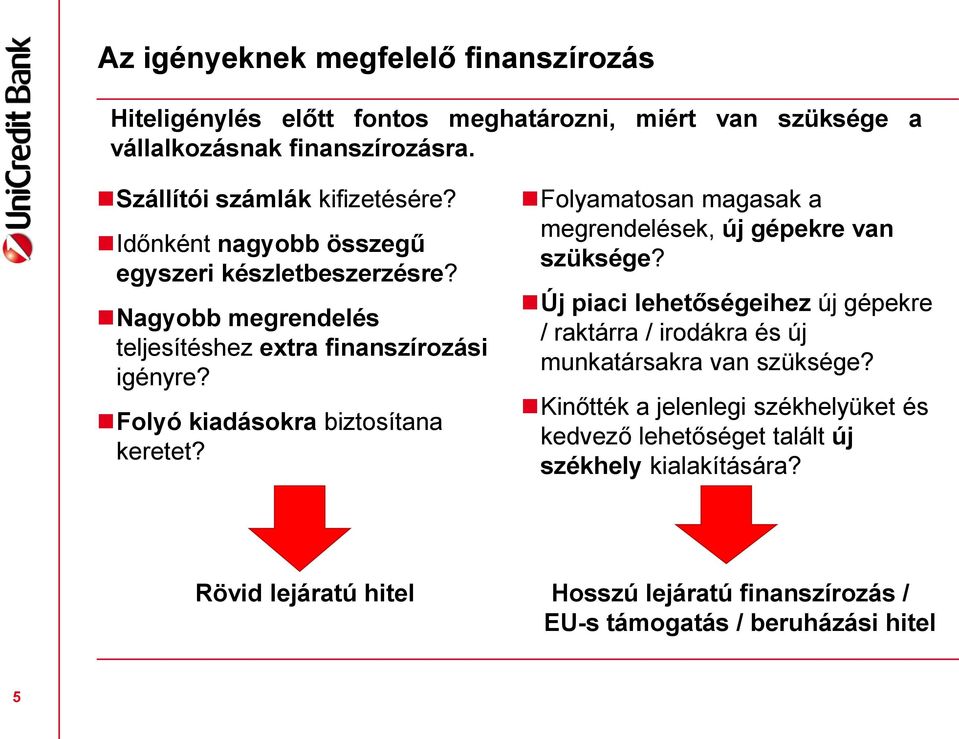 Folyamatosan magasak a megrendelések, új gépekre van szüksége? Új piaci lehetőségeihez új gépekre / raktárra / irodákra és új munkatársakra van szüksége?