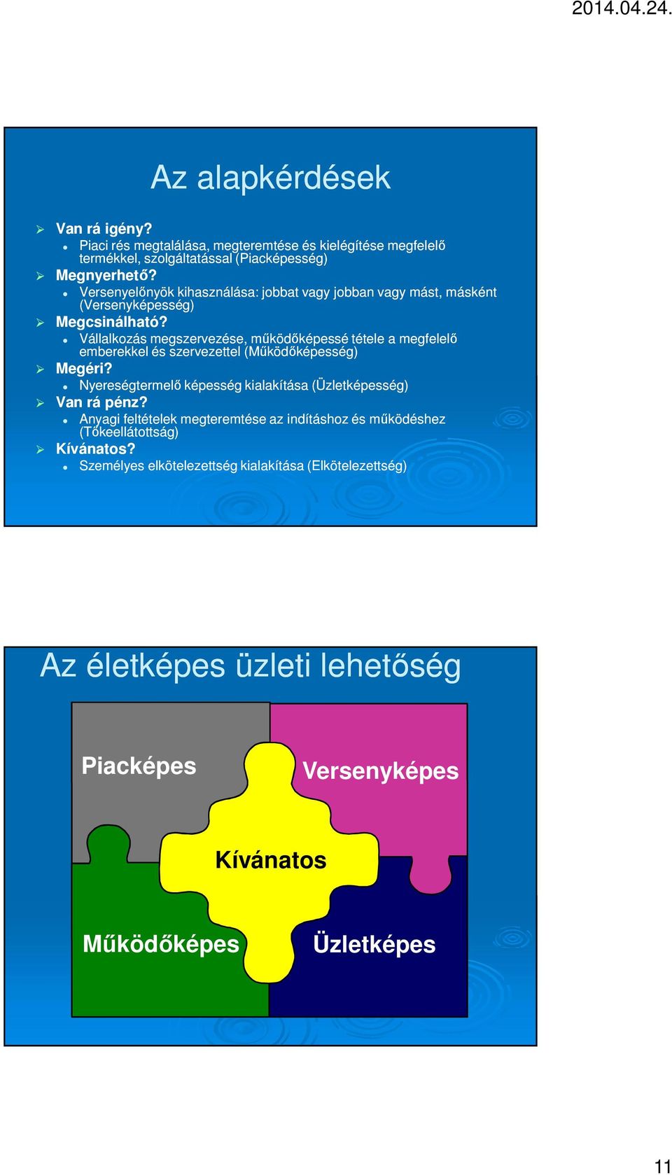 Vállalkozás megszervezése, működőképessé tétele a megfelelő emberekkel és szervezettel (Működőképesség) Megéri?