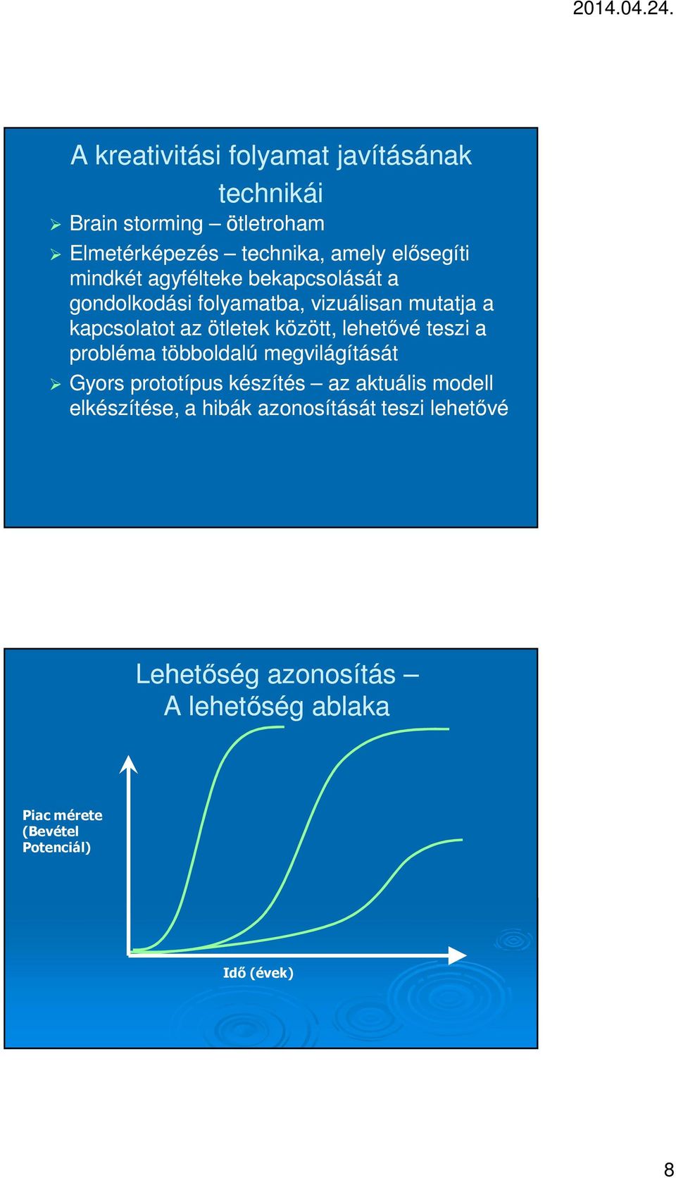 lehetővé teszi a probléma többoldalú megvilágítását Gyors prototípus készítés az aktuális modell elkészítése, a