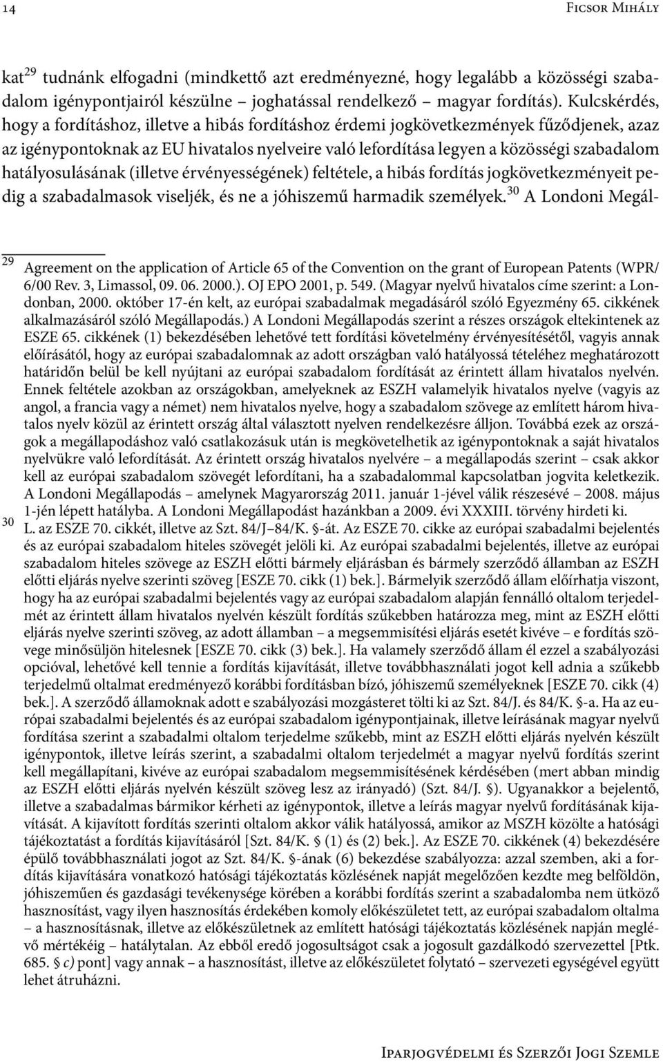 hatályosulásának (illetve érvényességének) feltétele, a hibás fordítás jogkövetkezményeit pedig a szabadalmasok viseljék, és ne a jóhiszemű harmadik személyek.