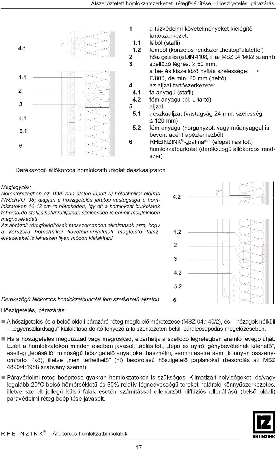 140/2 szerint) 3 szellõzõ légrés: 50 mm, a be- és kiszellõzõ nyílás szélessége: F/800, de min. 20 mm (nettó) 4 az aljzat tartószerkezete: 4.1 fa anyagú (stafli) 4.2 fém anyagú (pl.