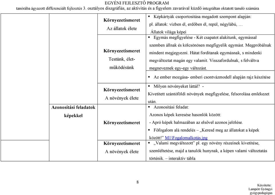 csoportosítása megadott szempont alapján: pl.