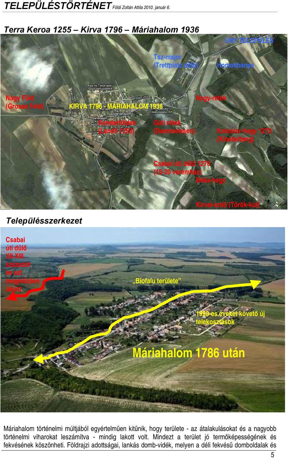 századot és azt megelőzően lakott Biofalu területe 1990-es éveket követő új telekosztások Máriahalom 1786 után Máriahalom történelmi múltjából egyértelműen kitűnik, hogy területe - az