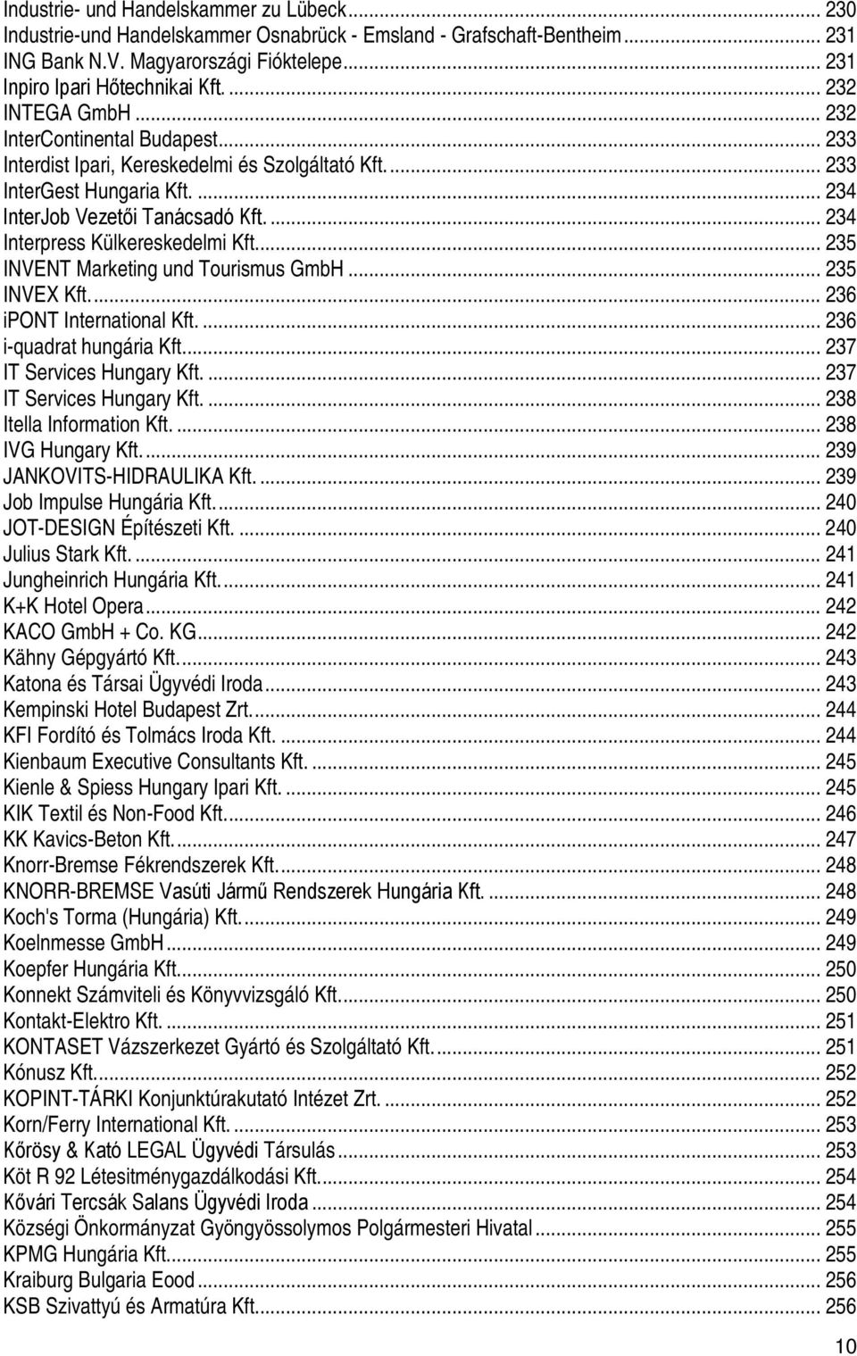 ... 234 Interpress Külkereskedelmi Kft... 235 INVENT Marketing und Tourismus GmbH... 235 INVEX Kft.... 236 ipont International Kft.... 236 iquadrat hungária Kft.... 237 IT Services Hungary Kft.