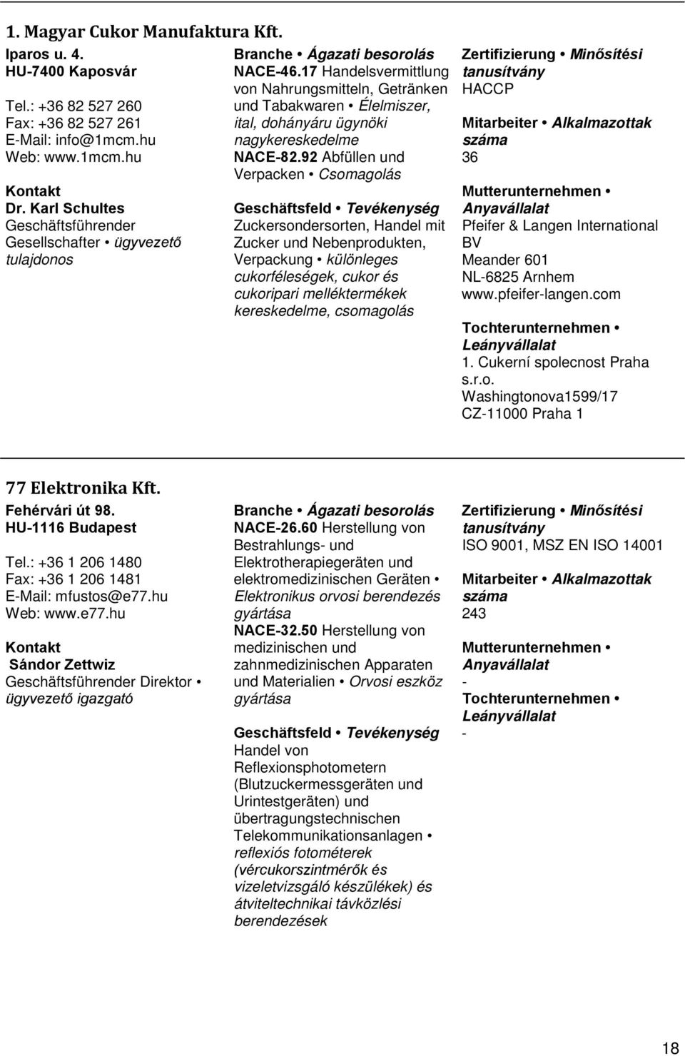 17 Handelsvermittlung von Nahrungsmitteln, Getränken und Tabakwaren Élelmiszer, ital, dohányáru ügynöki nagykereskedelme NACE82.