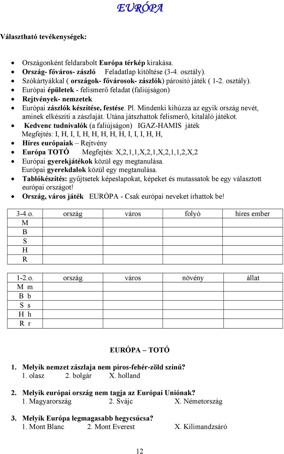 Mindenki kihúzza az egyik ország nevét, aminek elkészíti a zászlaját. Utána játszhattok felismerő, kitaláló játékot.