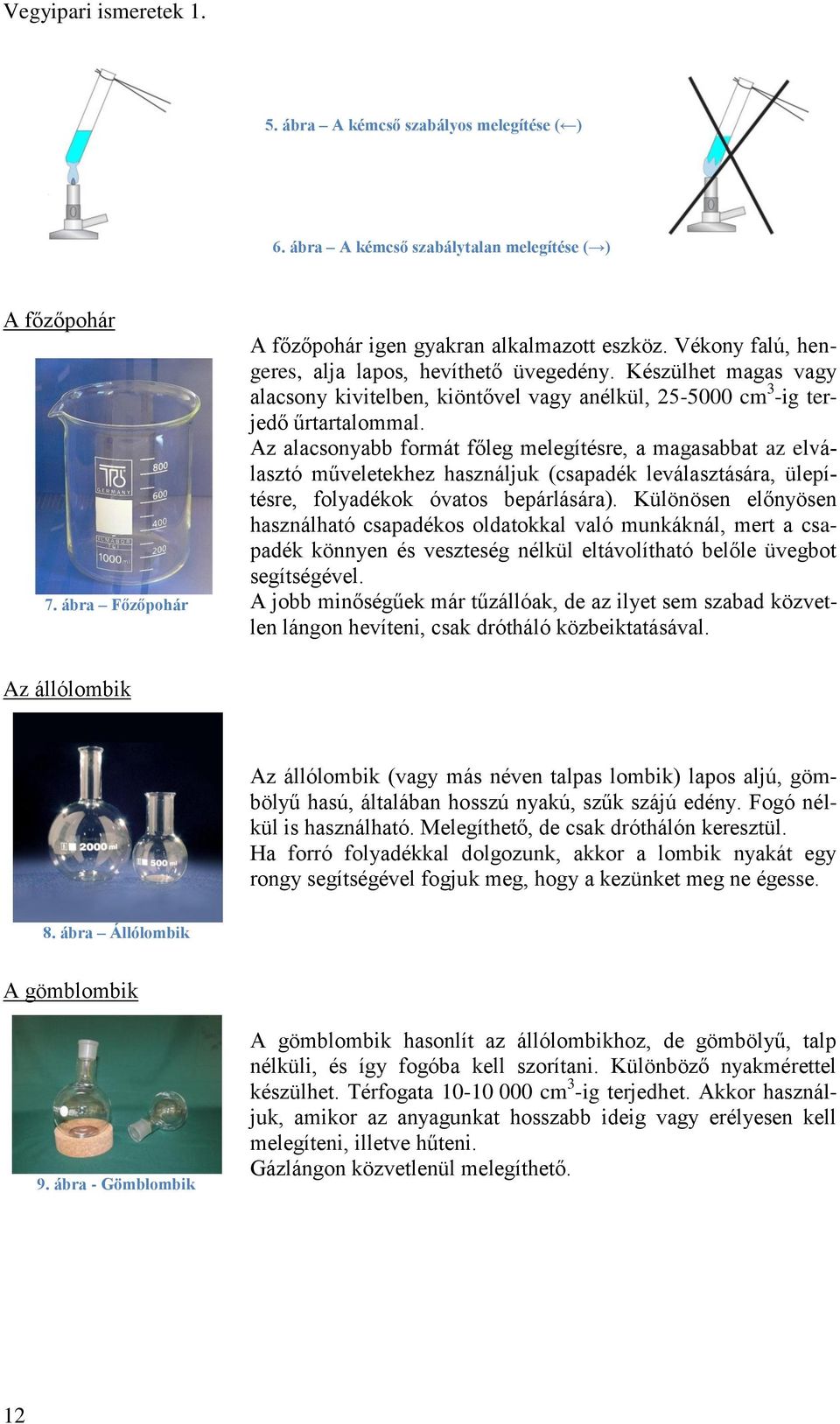 Az alacsonyabb formát főleg melegítésre, a magasabbat az elválasztó műveletekhez használjuk (csapadék leválasztására, ülepítésre, folyadékok óvatos bepárlására).