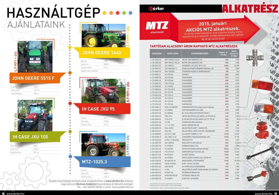 (Ft/db) 4-100-0002-50 MOT.TOM.KLT 50-ES MOTOR TÖM.GARN/MTZ-50 1500 4-100-0002-80 MOT.TOM.KLT 80-AS MOTOR TÖM.GARN/MTZ-80/ 1500 1 250 1 250 4-100-0012-04 240-1003012 HENGERFEJ KPL.MTZ-80 ÚJ TIP.