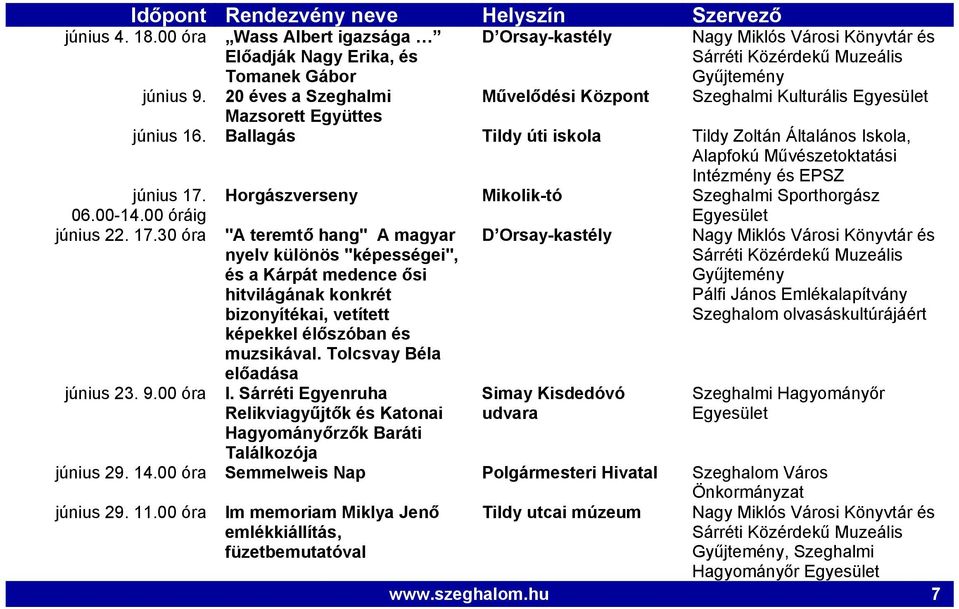 00 óra "A teremtő hang" A magyar nyelv különös "képességei", és a Kárpát medence ősi hitvilágának konkrét bizonyítékai, vetített képekkel élőszóban és muzsikával. Tolcsvay Béla előadása I.