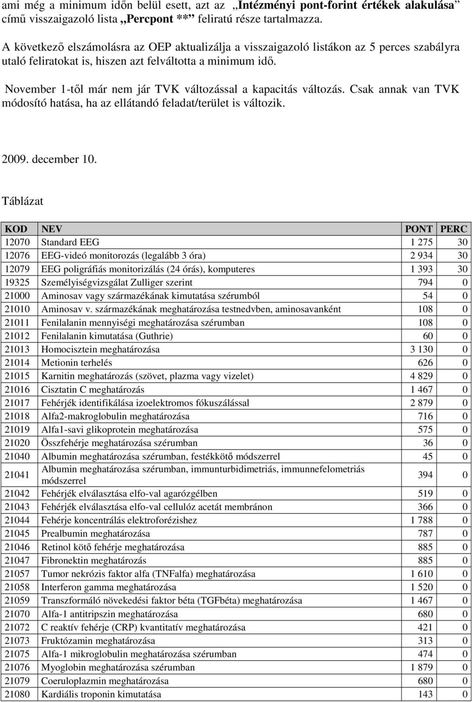 November 1-tıl már nem jár TVK változással a kapacitás változás. Csak annak van TVK módosító hatása, ha az ellátandó feladat/terület is változik. 2009. december 10.