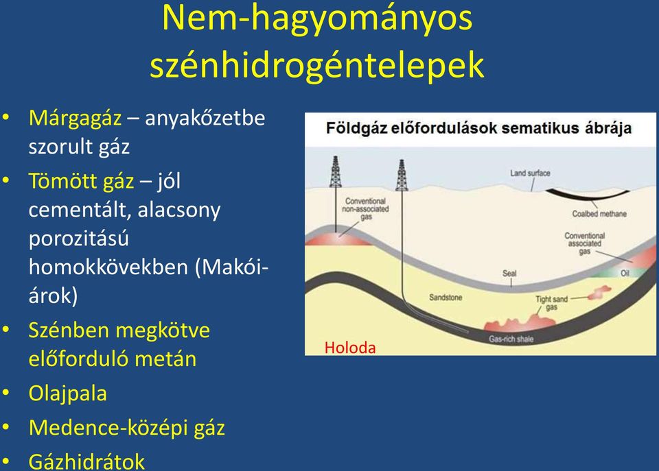 alacsony porozitású homokkövekben (Makóiárok) Szénben