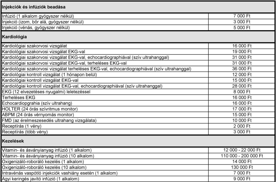 Kardiológiai szakorvosi vizsgálat terheléses EKG-val, echocardiographiával (szív ultrahanggal) Kardiológiai kontroll vizsgálat (1 hónapon belül) Kardiológiai kontroll vizsgálat EKG-val Kardiológiai