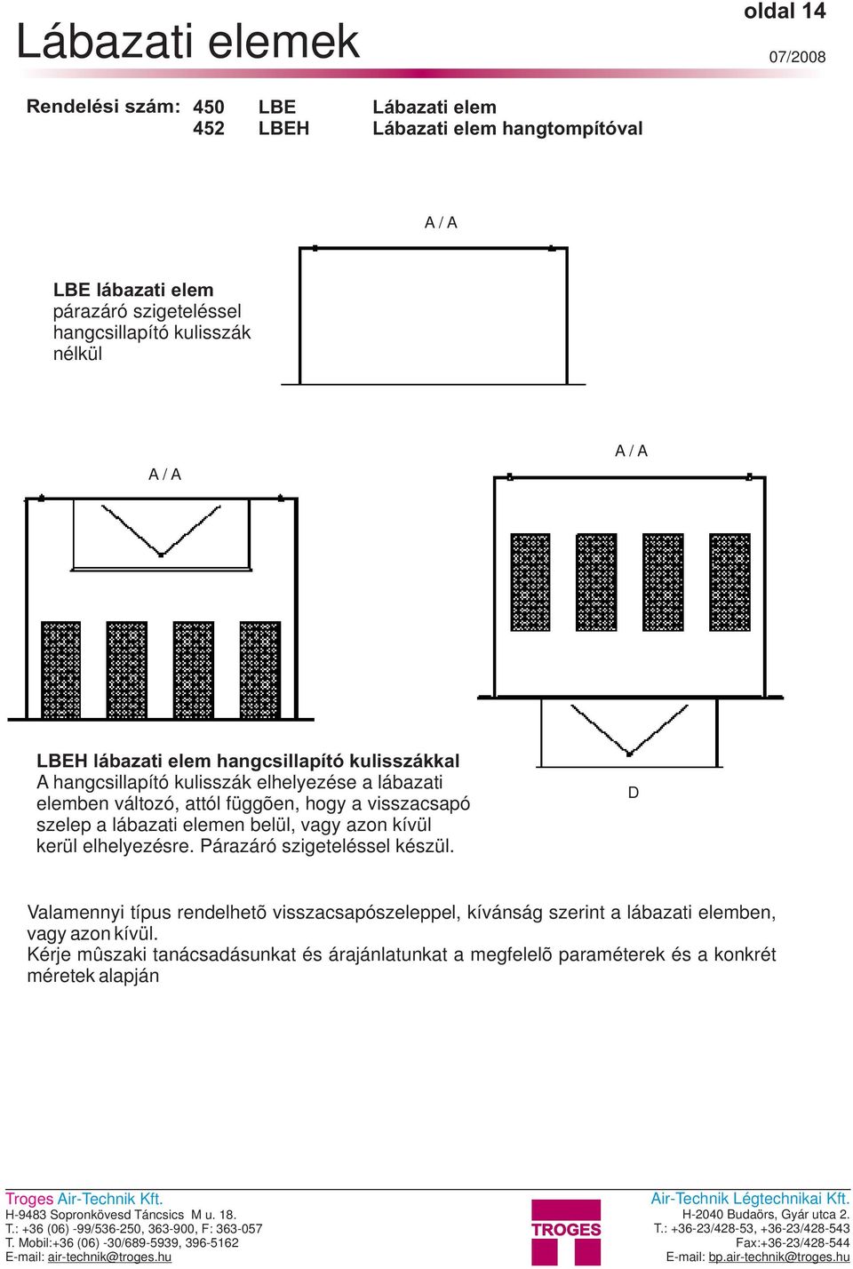 visszacsapó szelep a lábazati elemen belül, vagy azon kívül kerül elhelyezésre. Párazáró szigeteléssel készül.