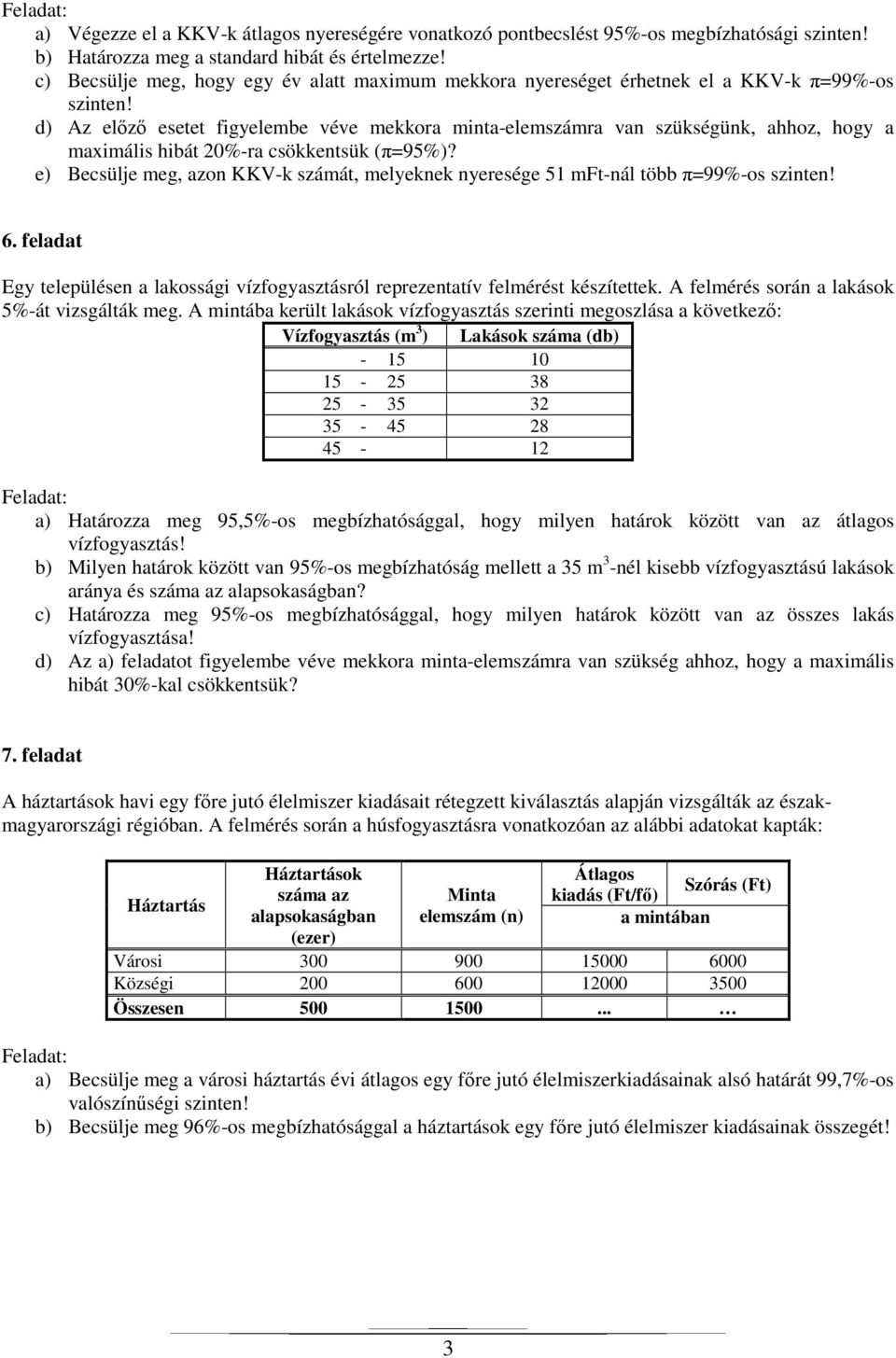 d) Az előző esetet figyelembe véve mekkora minta-elemszámra van szükségünk, ahhoz, hogy a maximális hibát 20%-ra csökkentsük (π=95%)?