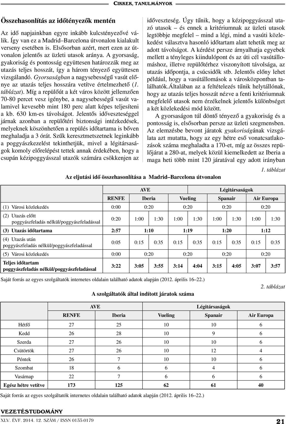 A gyorsaság, gyakoriság és pontosság együttesen határozzák meg az utazás teljes hosszát, így a három tényező együttesen vizsgálandó.