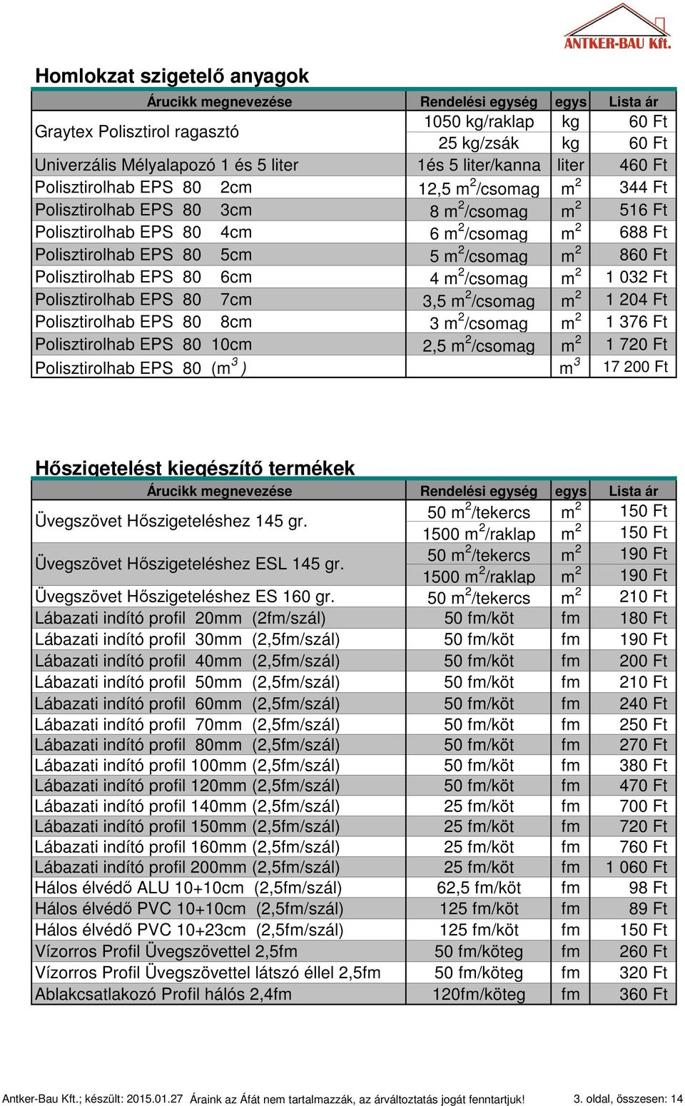 6cm 4 m 2 /csomag m 2 1 032 Ft Polisztirolhab EPS 80 7cm 3,5 m 2 /csomag m 2 1 204 Ft Polisztirolhab EPS 80 8cm 3 m 2 /csomag m 2 1 376 Ft Polisztirolhab EPS 80 10cm 2,5 m 2 /csomag m 2 1 720 Ft