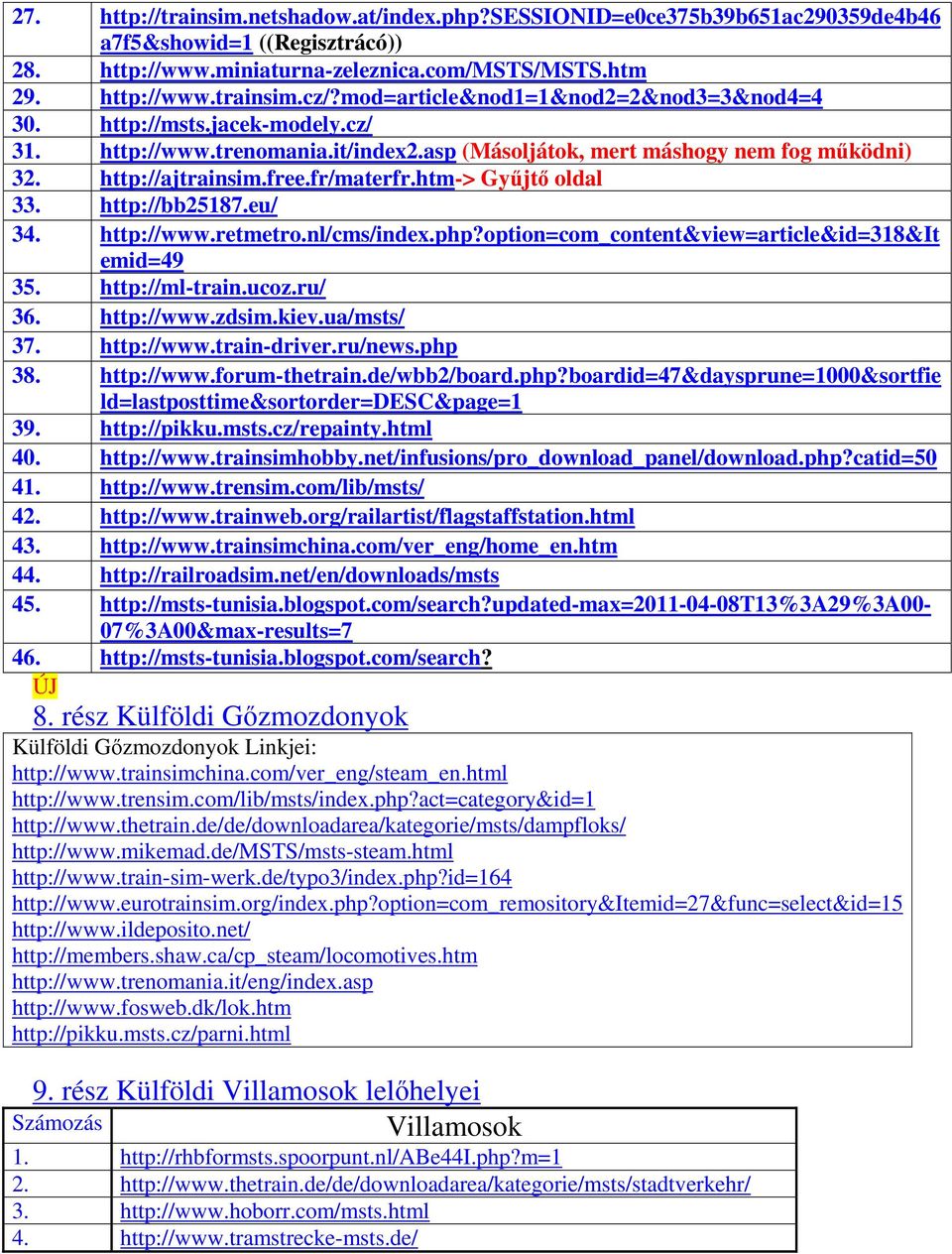 htm-> Gyűjtő oldal 33. http://bb25187.eu/ 34. http://www.retmetro.nl/cms/index.php?option=com_content&view=article&id=318&it emid=49 35. http://ml-train.ucoz.ru/ 36. http://www.zdsim.kiev.ua/msts/ 37.