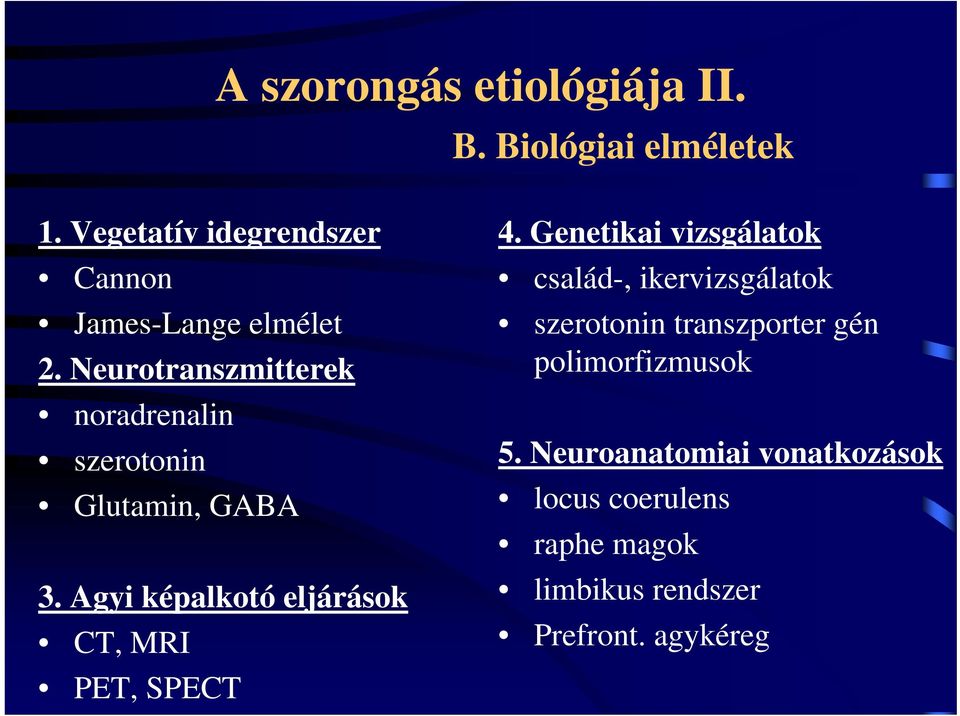 Neurotranszmitterek noradrenalin szerotonin Glutamin, GABA 3.