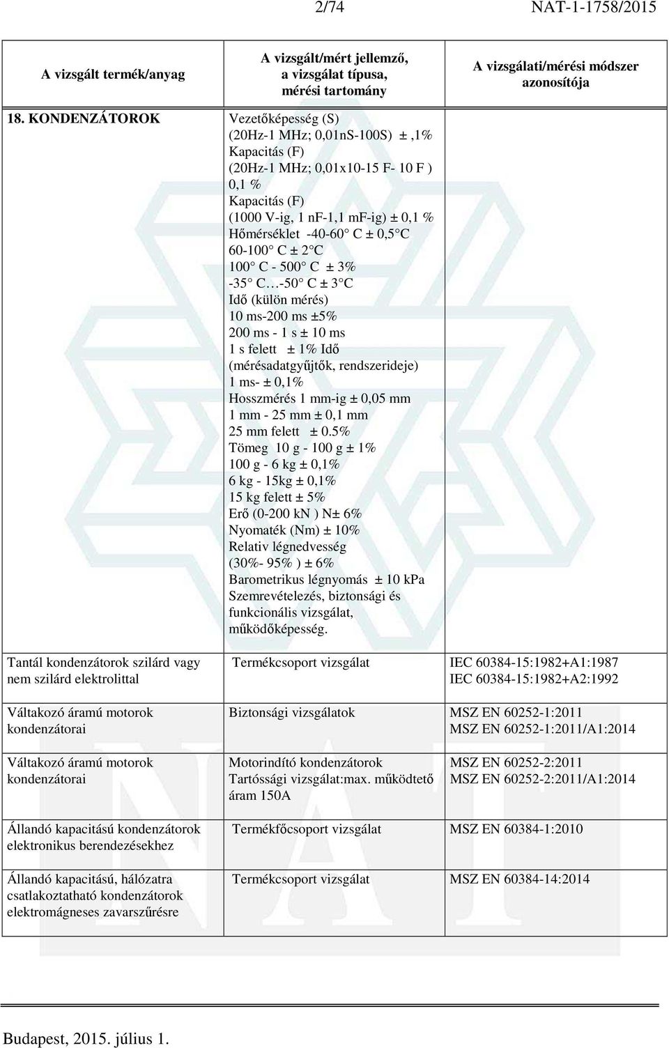 60-100 C ± 2 C 100 C - 500 C ± 3% -35 C -50 C ± 3 C Idő (külön mérés) 10 ms-200 ms ±5% 200 ms - 1 s ± 10 ms 1 s felett ± 1% Idő (mérésadatgyűjtők, rendszerideje) 1 ms- ± 0,1% Hosszmérés 1 mm-ig ±