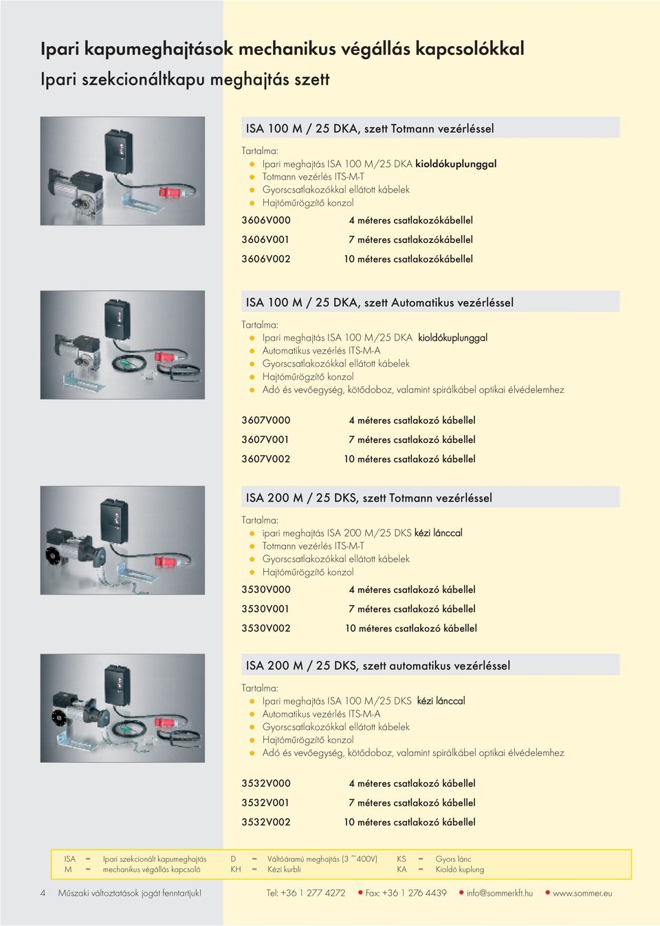 ISA 100 M / 25 DKA, szett Automatikus vezérléssel Tartalma: Ipari meghajtás ISA 100 M/25 DKA kioldókuplunggal Automatikus vezérlés ITS-M-A Gyorscsatlakozókkal ellátott kábelek Hajtóműrögzítő konzol