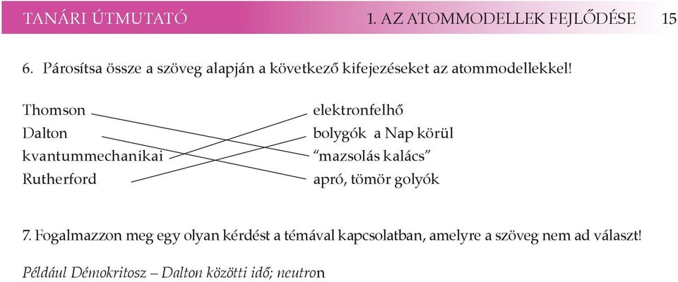 Thomson Dalton kvantummechanikai Rutherford elektronfelhő bolygók a Nap körül mazsolás kalács