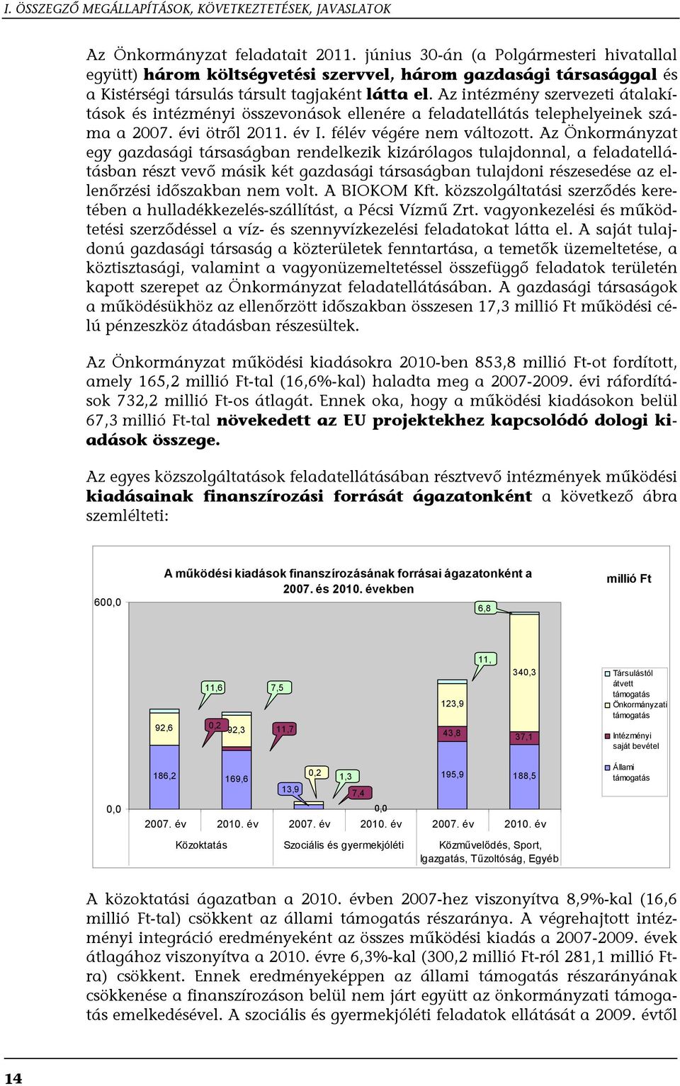 Az intézmény szervezeti átalakítások és intézményi összevonások ellenére a feladatellátás telephelyeinek száma a 2007. évi ötről 2011. év I. félév végére nem változott.