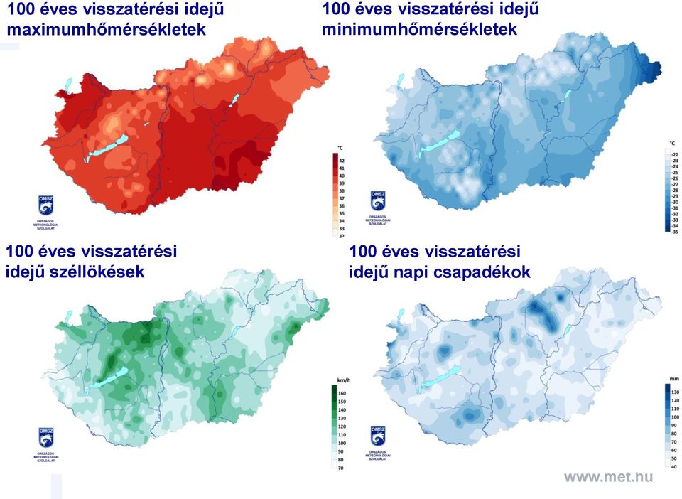 széllökések  napi csapadékok