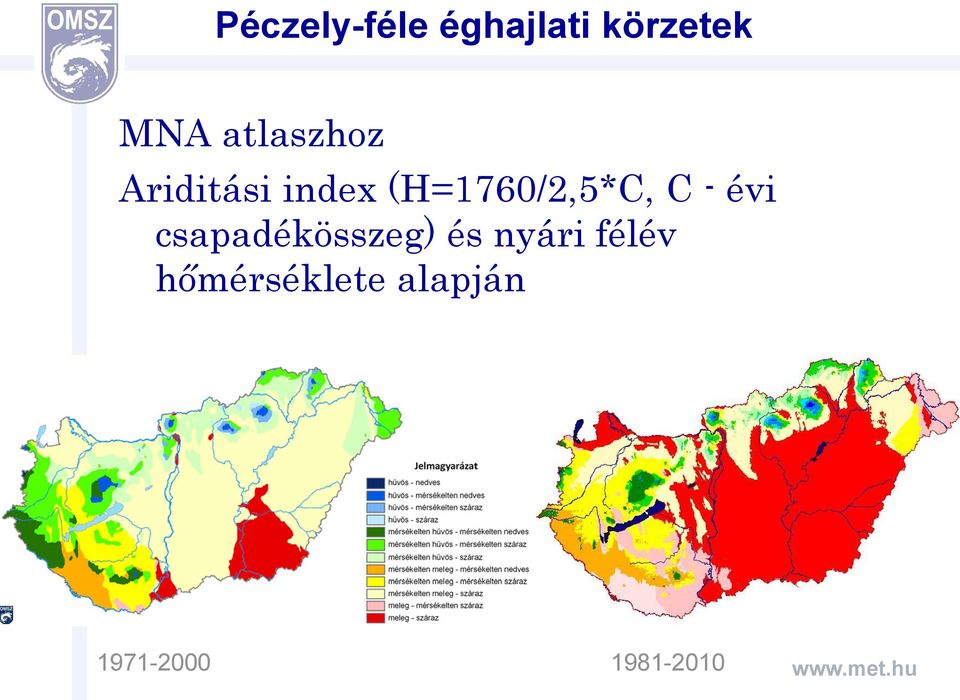 (H=1760/2,5*C, C - évi csapadékösszeg)