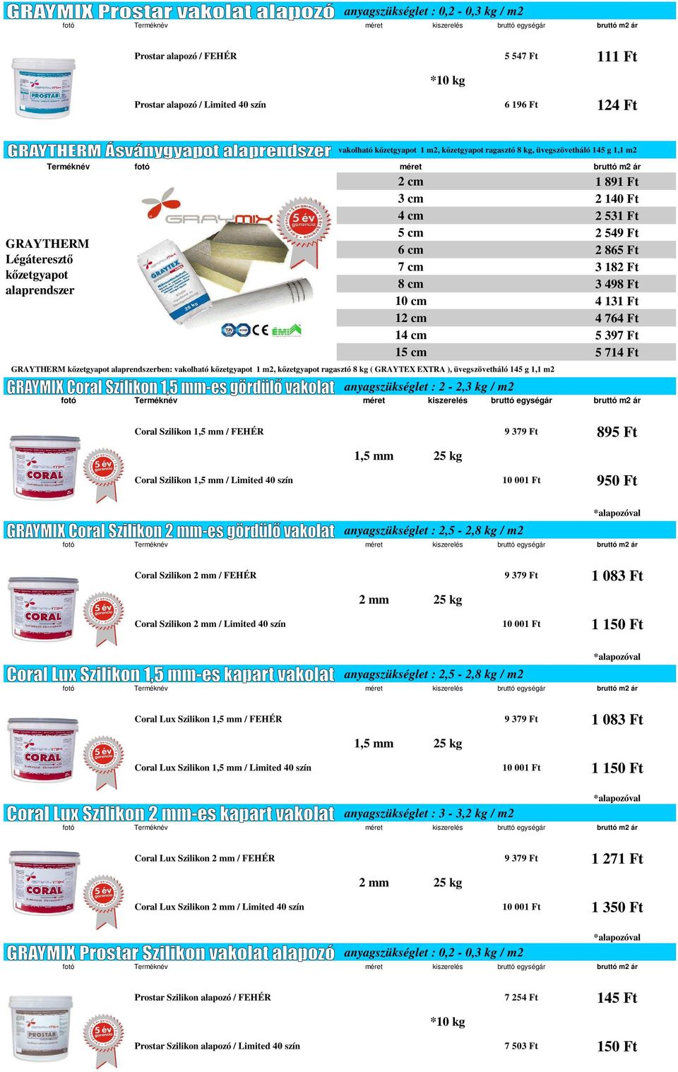 1,1 m2 anyagszükséglet : 2-2,3 kg / m2 1 891 Ft 2 140 Ft 2 531 Ft 2 549 Ft 2 865 Ft 3 182 Ft 3 498 Ft 4 131 Ft 4 764 Ft 5 397 Ft 5 714 Ft Coral Szilikon 1,5 mm / FEHÉR 9 379 Ft 895 Ft 1,5 mm 25 kg