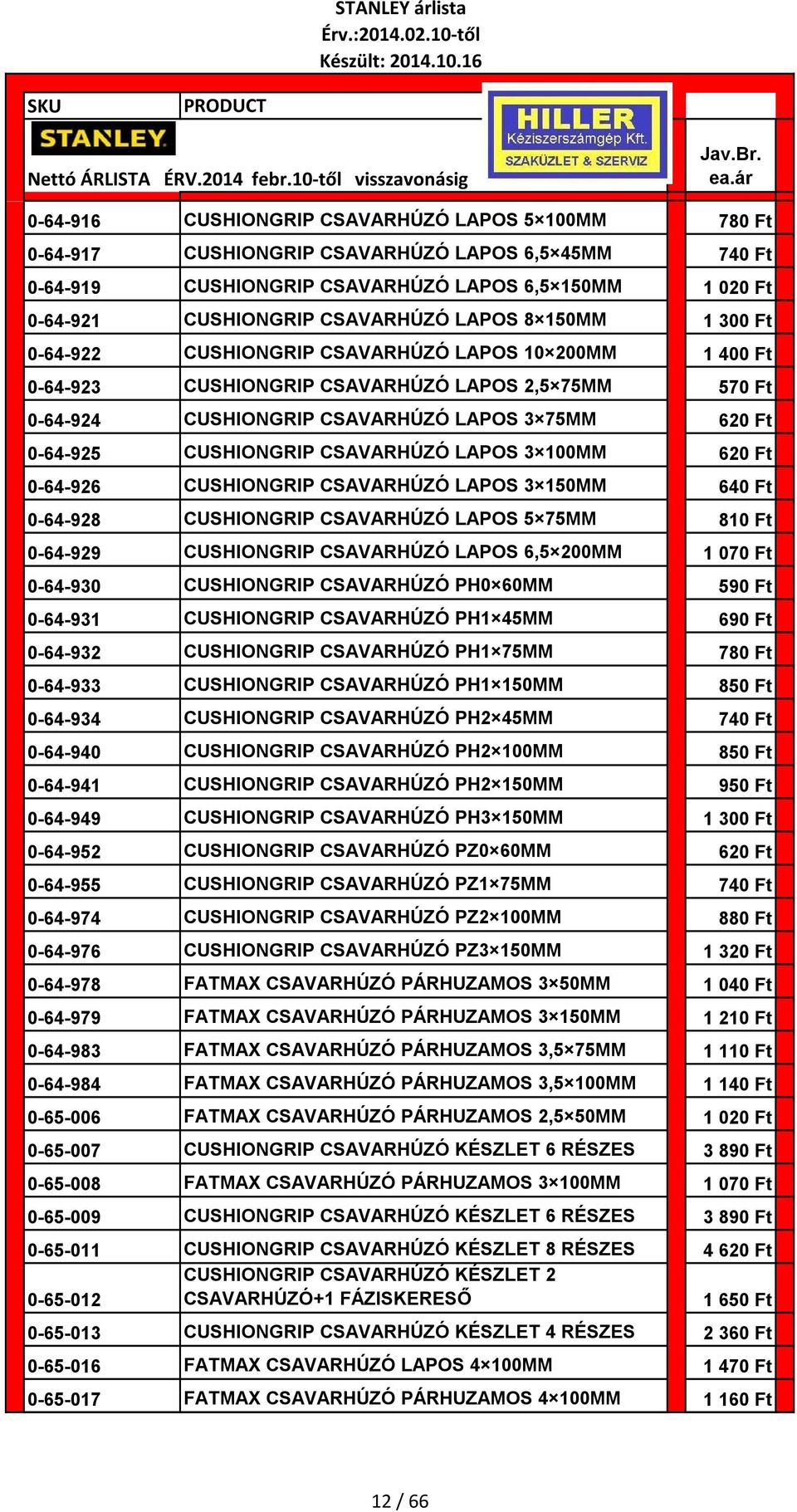 CUSHIONGRIP CSAVARHÚZÓ LAPOS 3 100MM 620 Ft 0-64-926 CUSHIONGRIP CSAVARHÚZÓ LAPOS 3 150MM 640 Ft 0-64-928 CUSHIONGRIP CSAVARHÚZÓ LAPOS 5 75MM 810 Ft 0-64-929 CUSHIONGRIP CSAVARHÚZÓ LAPOS 6,5 200MM 1