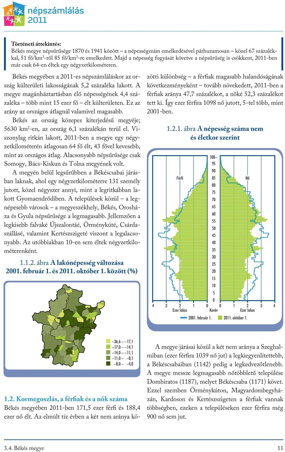 Békés megyében a 2011-es népszámláláskor az ország külterületi lakosságának 5,2 százaléka lakott. A megye magánháztartásban élő népességének 4,4 százaléka több mint 15 ezer fő élt külterületen.