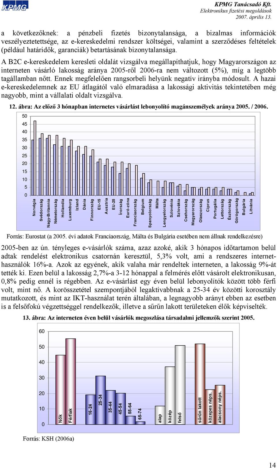 A B2C e-kereskedelem keresleti oldalát vizsgálva megállapíthatjuk, hogy Magyarországon az interneten vásárló lakosság aránya 2005-ről 2006-ra nem változott (5%), míg a legtöbb tagállamban nőtt.