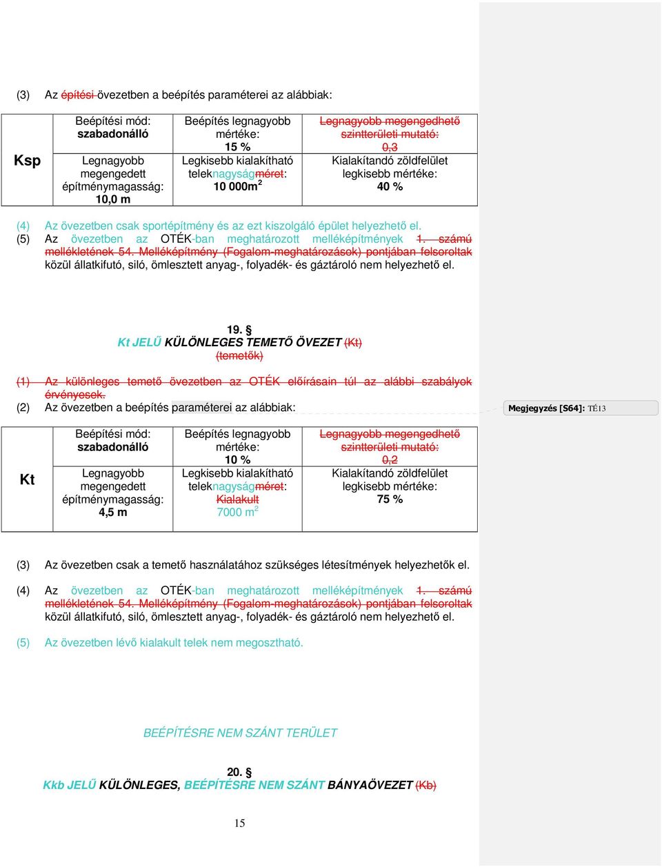 helyezhetı el. (5) Az övezetben az OTÉK-ban meghatározott melléképítmények 1. számú mellékletének 54.