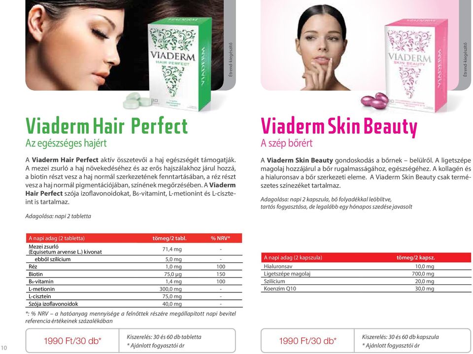 megőrzésében. A Viaderm Hair Perfect szója izoflavonoidokat, B6-vitamint, L-metionint és L-ciszteint is tartalmaz.