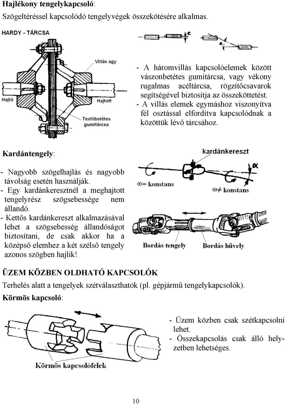 - A villás elemek egymáshoz viszonyítva fél osztással elfordítva kapcsolódnak a közöttük lévő tárcsához. Kardántengely: - Nagyobb szögelhajlás és nagyobb távolság esetén használják.