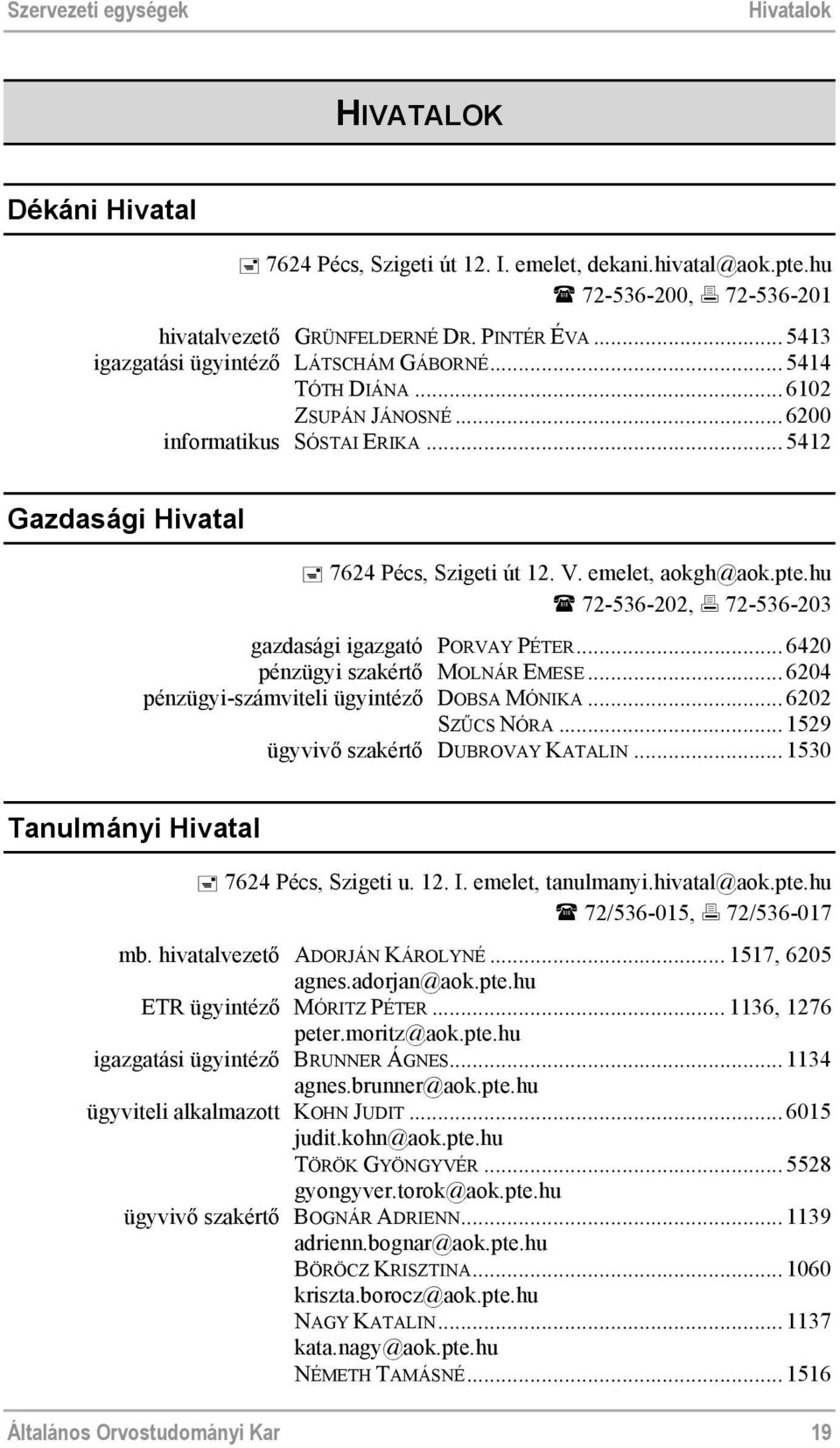 hu 72-536-202, 72-536-203 gazdasági igazgató PORVAY PÉTER...6420 pénzügyi szakértő MOLNÁR EMESE...6204 pénzügyi-számviteli ügyintéző DOBSA MÓNIKA...6202 SZŰCS NÓRA.